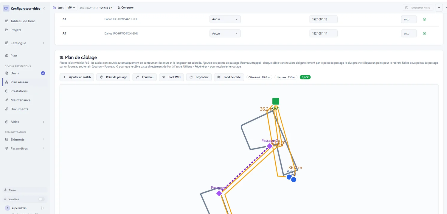 Plan de câblage réseau : routage automatique des câbles et adressage IP