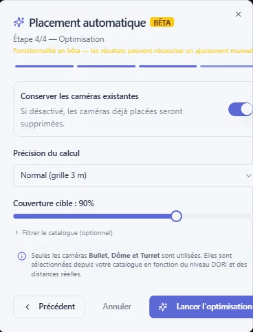 Étape 4 : précision, couverture cible et lancement du calcul